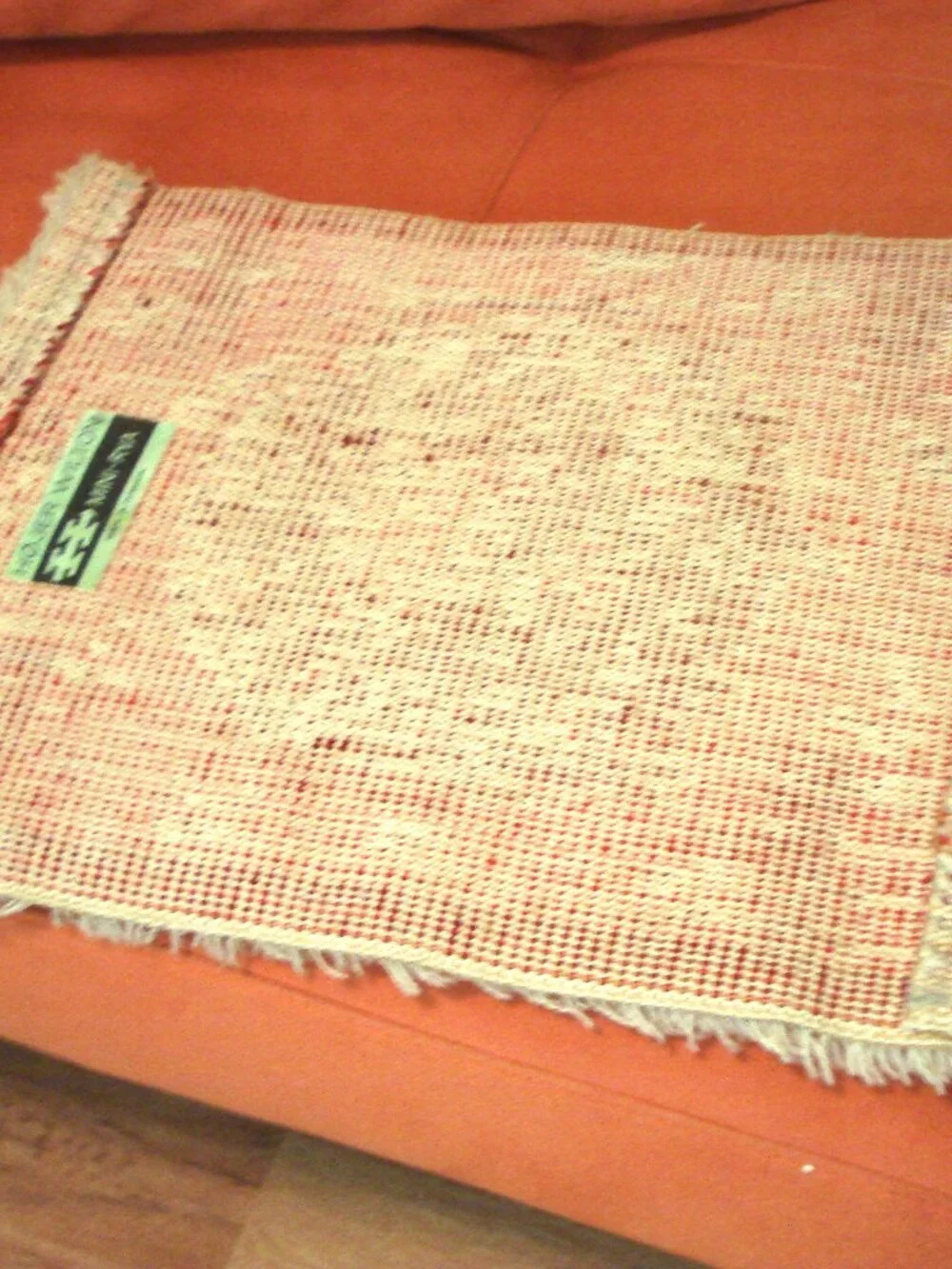 1960's HOJER EKSPORT WILTON Danish Wool Mini Rya Rug Mid Century, Original Label